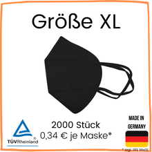 Lade das Bild in den Galerie-Viewer, Schwarze FFP2 NR Maske "Größe XL"