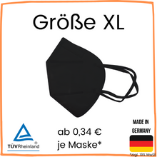 Lade das Bild in den Galerie-Viewer, Schwarze FFP2 NR Maske "Größe XL"