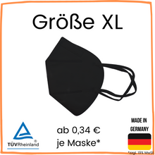 Lade das Bild in den Galerie-Viewer, Schwarze FFP2 NR Maske &quot;Größe XL&quot;
